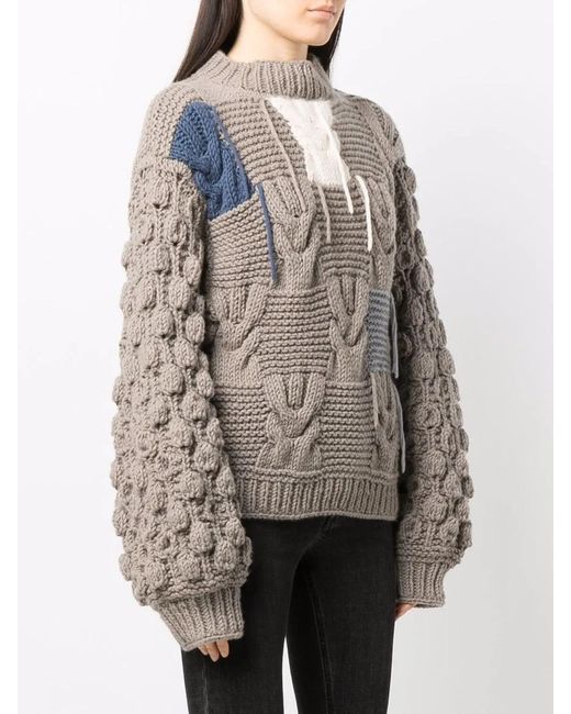 Tuinch Gray Patchwork Cashmere Jumper