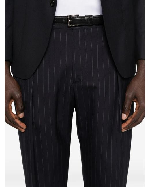 Briglia 1949 Blue Portobellos Pinstripe Pleated Trousers for men