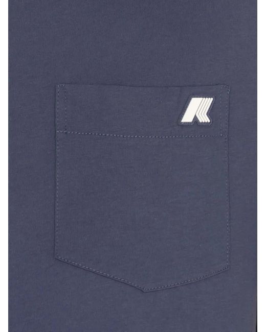 K-Way Blue Pocket Logo T-Shirt for men