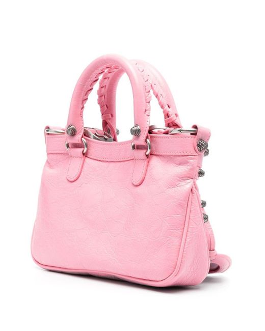 Balenciaga Pink Small Neo Cagole Leather Tote Bag