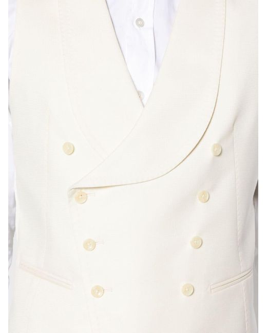 Tagliatore White Shawl-lapels Double-breasted Waistcoat for men