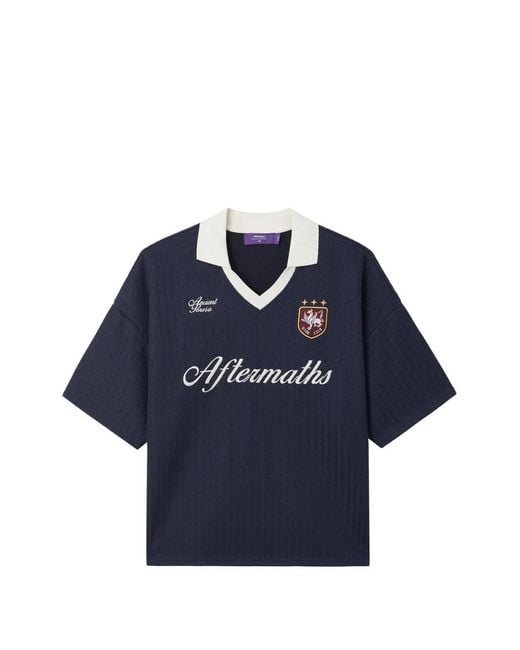 AFTERMATHS Blue Logo-Embroidered V-Neck Top for men