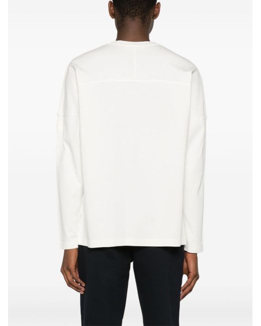 Moncler White Logo-print Long-sleeve Cotton T-shirt for men
