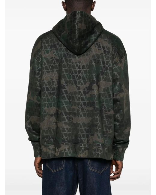 Valentino Garavani Black Toile Iconographe Camouflage Hoodie for men