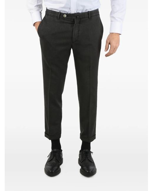 Corneliani Black Pleated Wool Chino Trousers for men