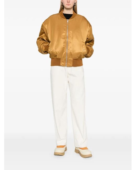 Entire studios Brown Cropped Broad Bomber Jacket