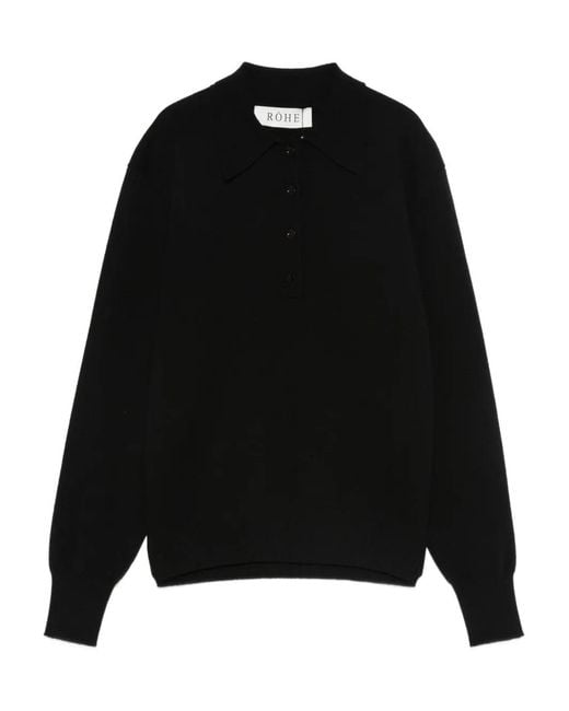 Rohe Black Knitted Polo Top