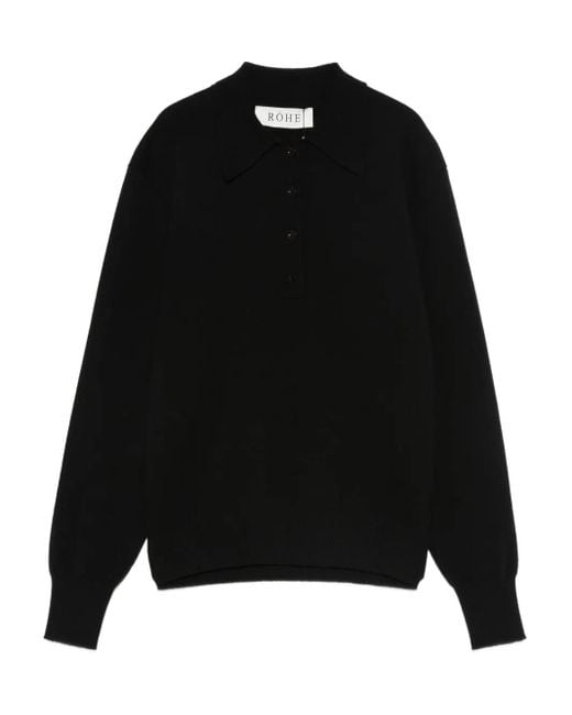 Rohe Black Knitted Polo Top