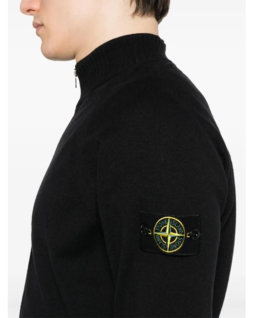 Stone Island Cardigan mit Kompass-Patch in Black für Herren