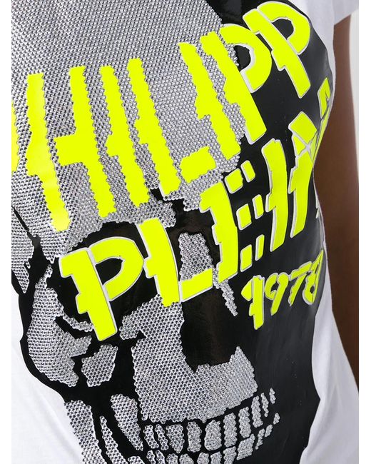 Philipp Plein White Skull Embellished Short Sleeve T-Shirt