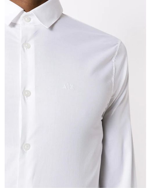 ARMANI EXCHANGE White Long-Sleeve Cotton Shirt for men