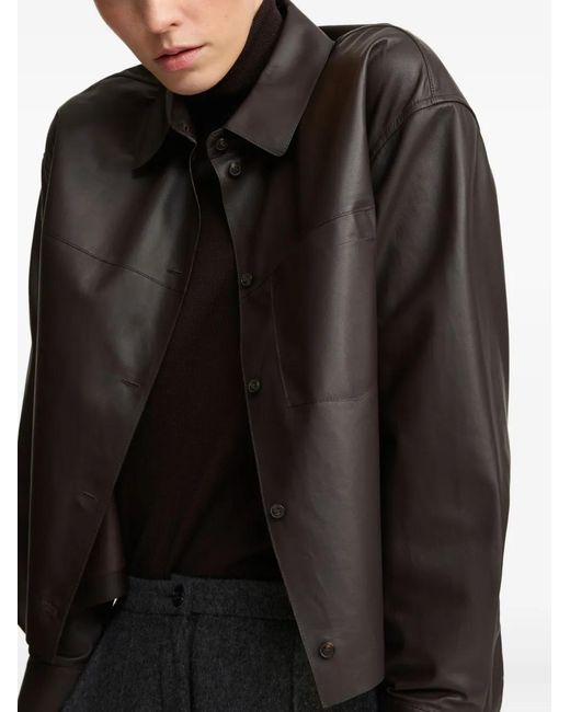 Yves Salomon Black Leather Shirt