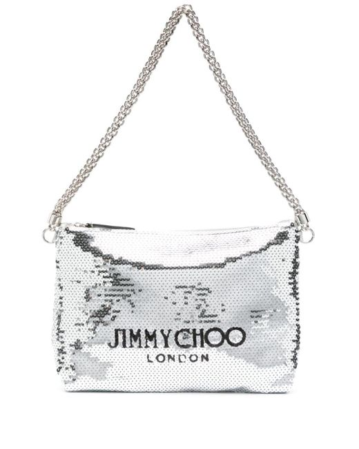 Jimmy Choo White Callie Sequinned Shoulder Bag