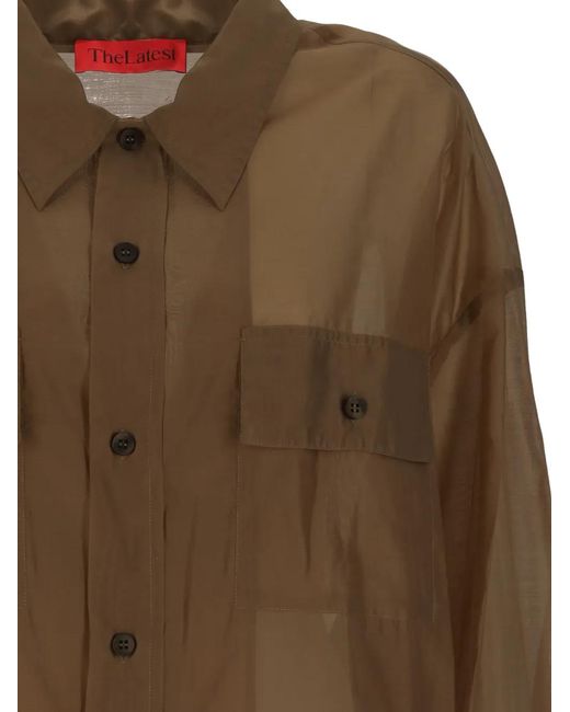 Thelatest Brown Chemise À Poches À Rabat Boutonné