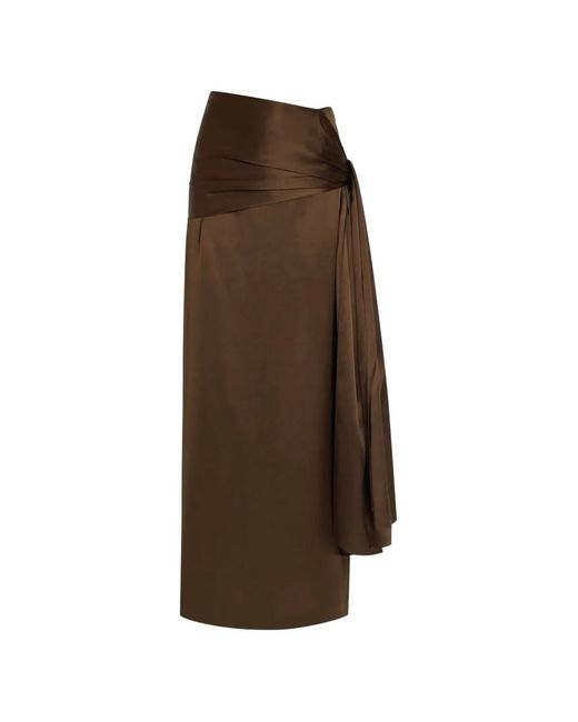 Heirlome Brown Mila Satin-Finish Maxi Skirt