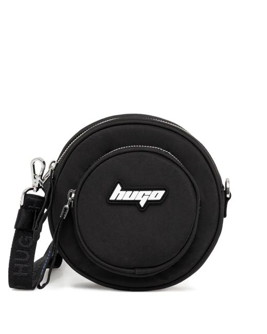 HUGO ロゴプレート ショルダーバッグ Black