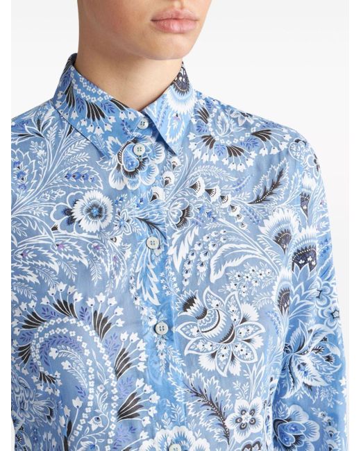 Etro Blue Hemd mit Paisley-Print