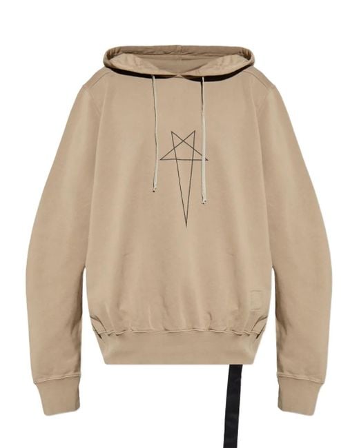 Rick Owens Kordelzug-Hoodie mit Sternstickerei in Natural für Herren