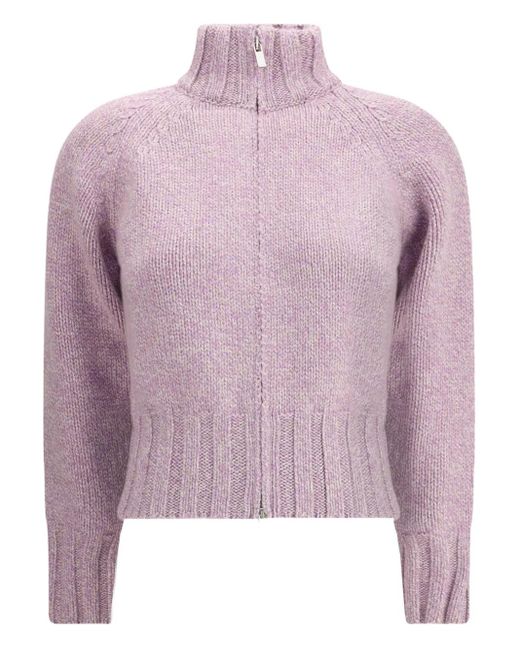 Magda Butrym Pink High-Neck Zip-Front Cardigan