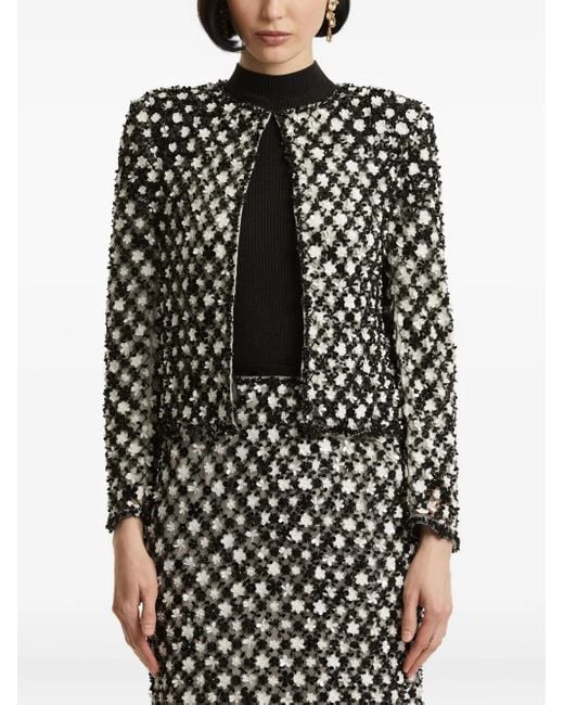 Oscar de la Renta Jack Met Geborduurde Bloemen in het Black