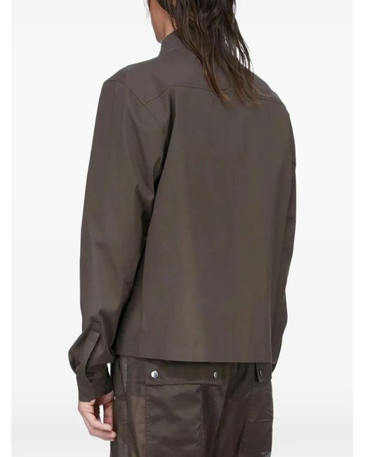 Rick Owens Gray Buttoned Funnel-Neck Jacket for men