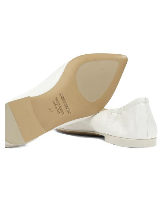 Pomme D ́Or White Ballerines Élastiquées À Bout Pointu