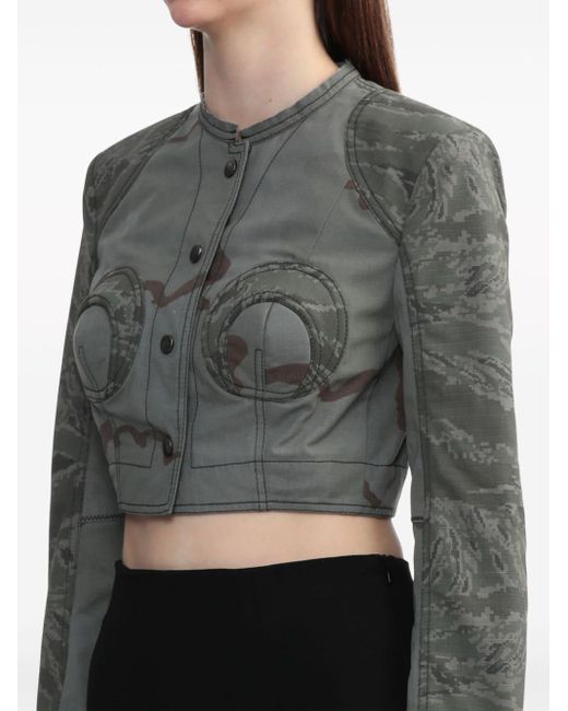 MARINE SERRE Gray Regenerated Camo Cropped Jacket