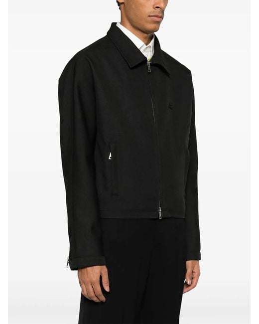 Courreges Black Pointed Flat-Collar Zip-Up Jacket for men