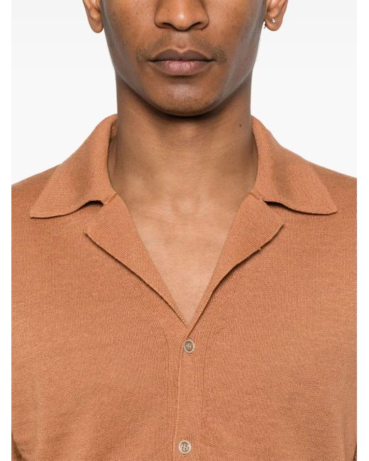 Irish Crone Orange Fine-Knit Shirt for men