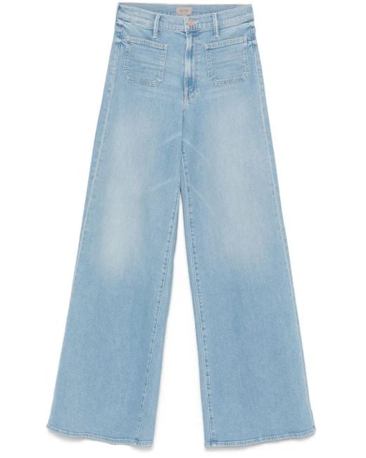 Mother Blue Patch-Pocket Undercover Sneak Jeans