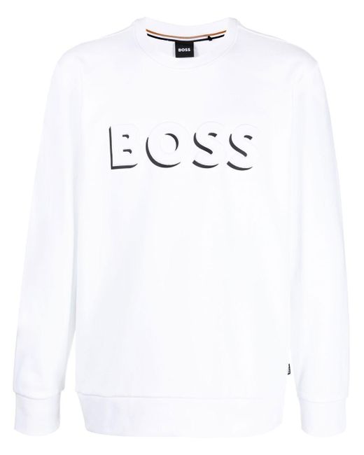 BOSS by HUGO BOSS Sweatshirt mit Logo-Print in Weiß für Herren | Lyst DE