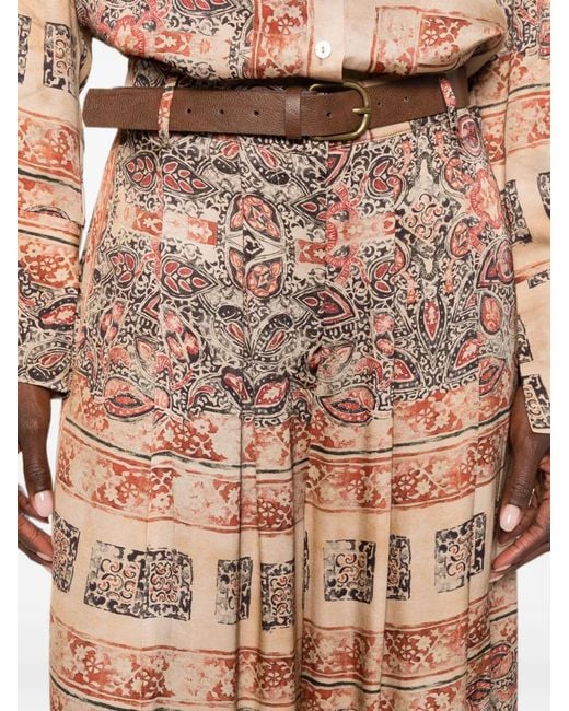 ViCOLO Natural Paisley-Pattern Palazzo Pants