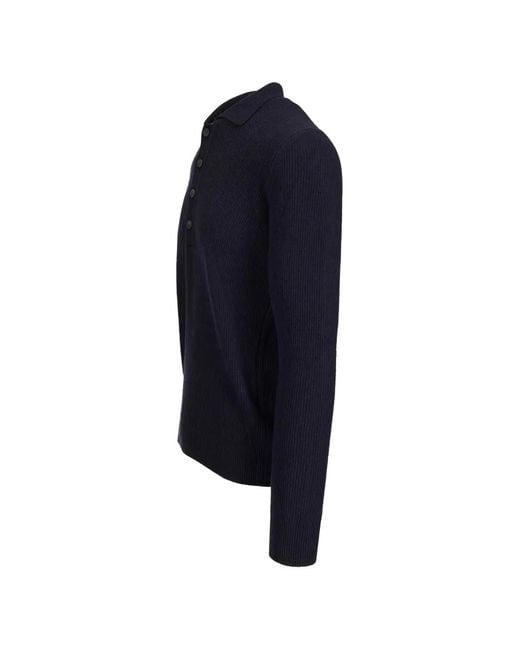 Al Duca D'aosta Blue Ribbed-Knit Polo Sweater for men