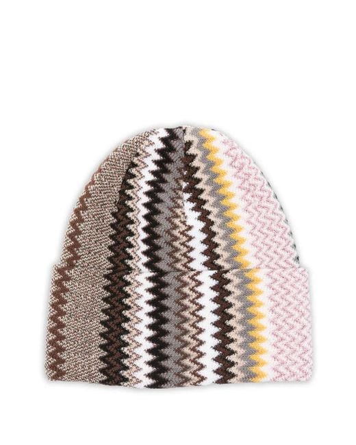 Missoni White Zigzag Knitted Beanie