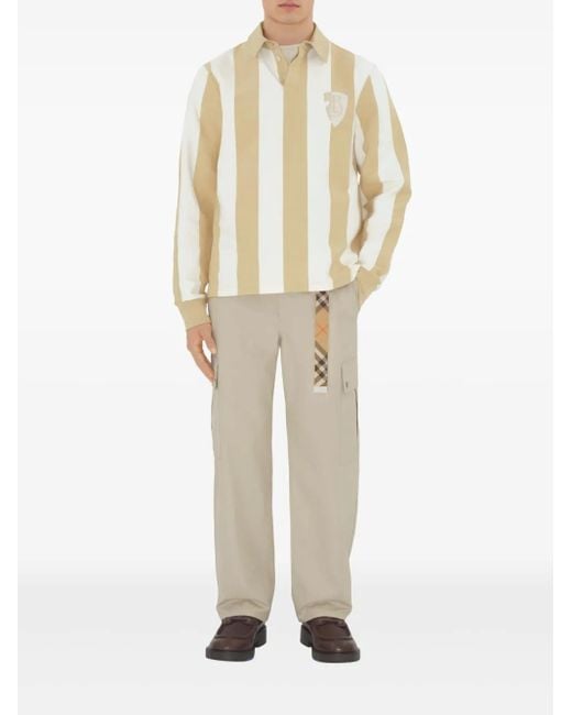 Burberry Natural Striped Cotton Polo Shirt for men