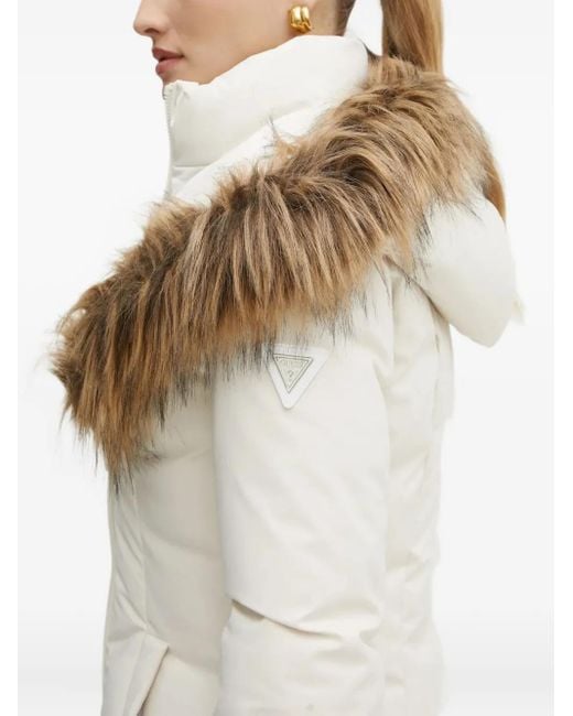 Guess フーデッド エコファージャケット Natural