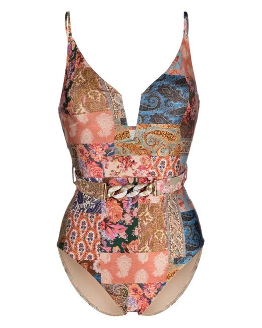 Zimmermann Natural Devi Plunge-V One-Piece