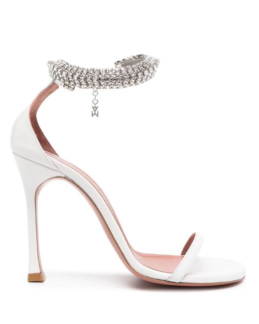 AMINA MUADDI White Iman 105mm Crystal-embellished Sandals