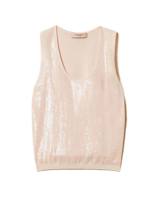 Twinset Natural Sequined Top