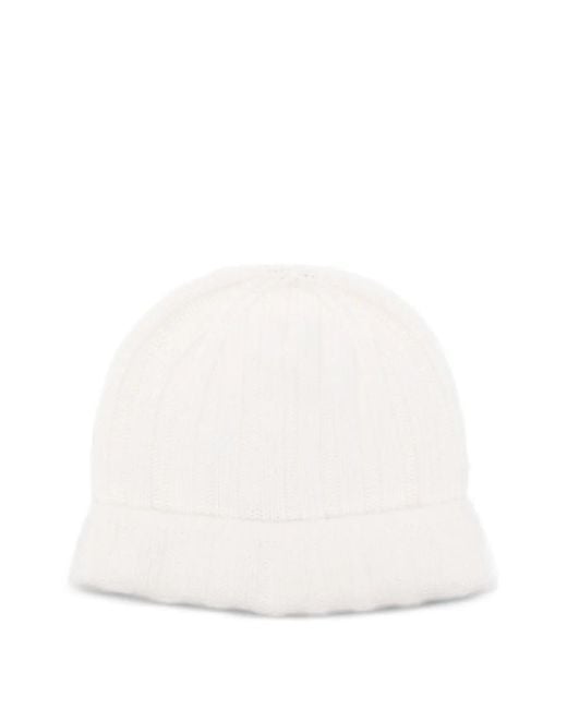 Vanisé White Nadine Wool Beanie Hat