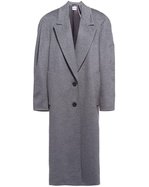 Miu Miu Gray Single-breasted Wool Coat
