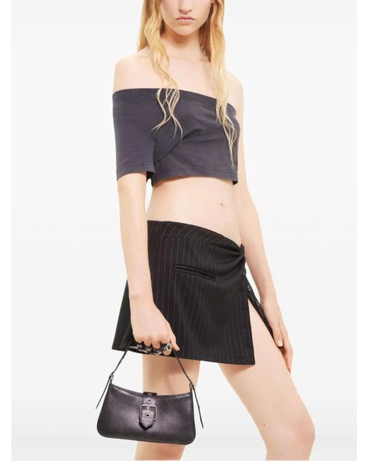 Courreges Black Tuba One-Shoulder Crop Top