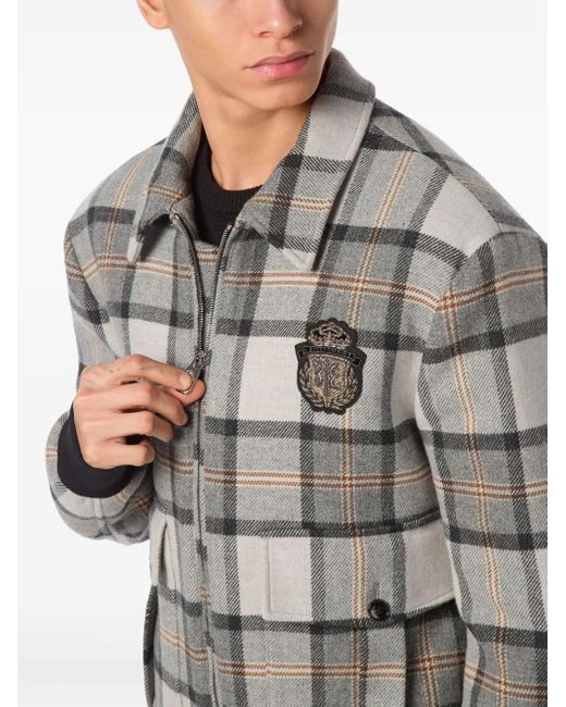 Billionaire Gray Check-Pattern Jacket for men