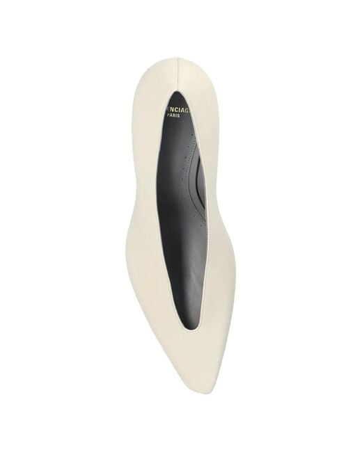 Balenciaga White Duchesse Pointed-Toe V-Shape Pumps