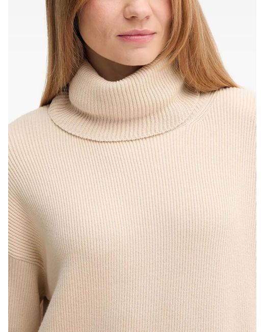 Barbour Natural Roll-Neck Ribbed Mini Dress