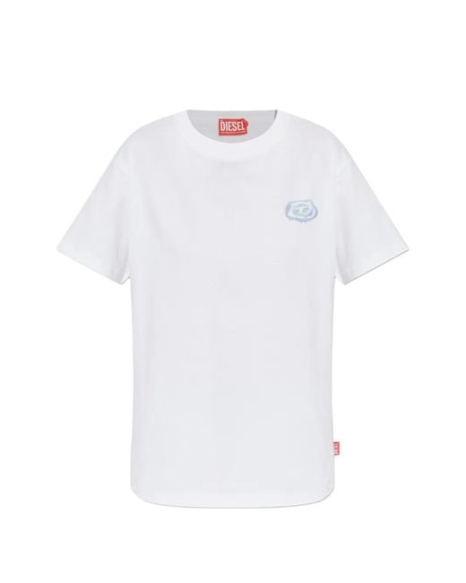 DIESEL White T-Normy-S7 Logo Graphic T-Shirt