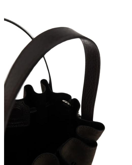 Yuzefi Black Mini Scallop Bucket Bag