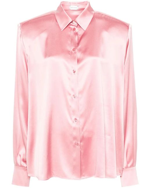 Magda Butrym Pink Long-Sleeved Silk-Satin Shirt