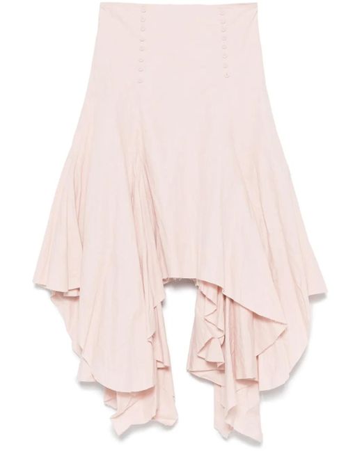 Marques'Almeida Pink Flounce Asymmetric Skirt