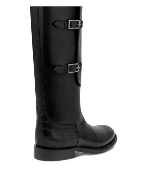 Paris Texas Black 20Mm Montana Buckle Crocodile-Embossed Boots